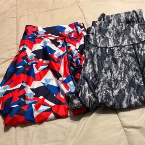 Women’s High-Waist Performance Leggings - Red/Blue Geo & Black/Gray Print